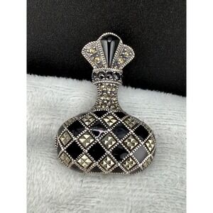 Vintage Judith Jack Brooch‎ Perfume Bottle Marcasite Sterling Silver